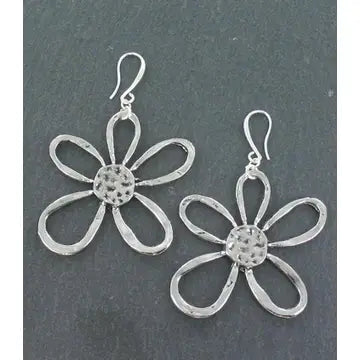 Boucles d'oreilles fleurs ouvertes en plaqué argent