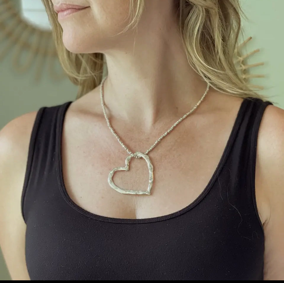 Collier cœur argenté