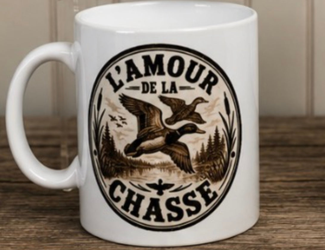 Tasse 15 oz – L’amour de la chasse