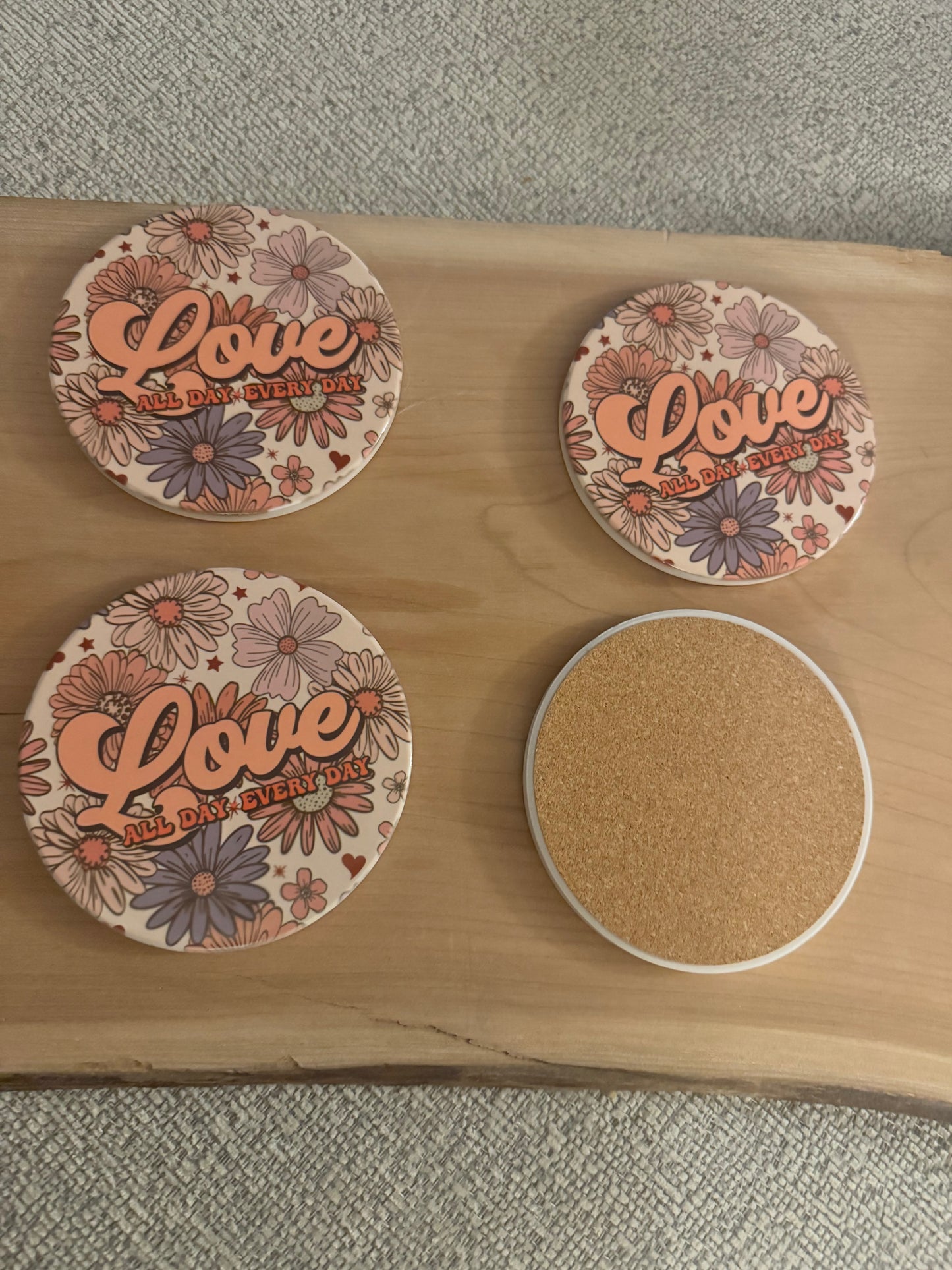 Ensemble de 4 Sous-verres en céramique | Love all Day