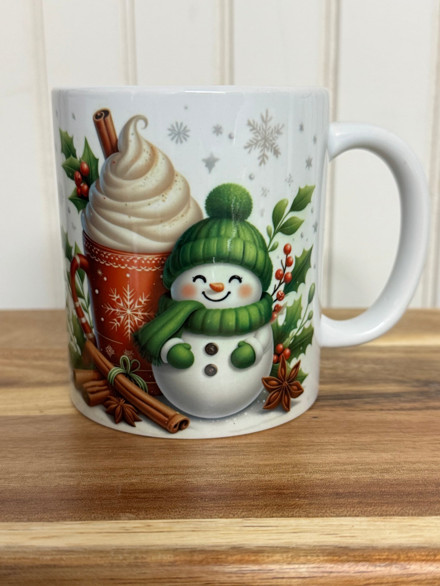 Tasse en céramique 12 oz.| Neige et cannelle