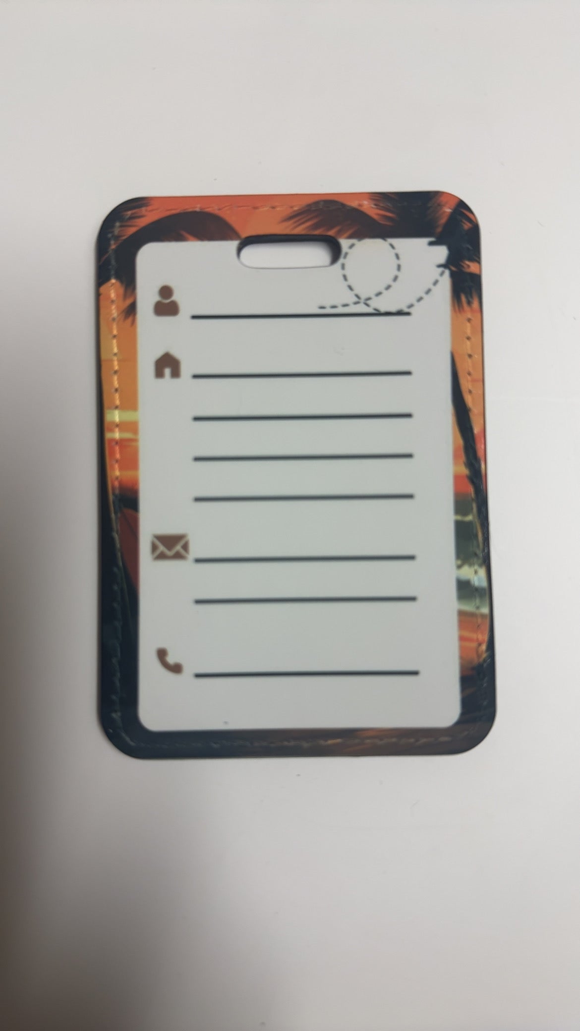 🌴 Étiquette à bagage – Coucher de soleil tropical ☀️