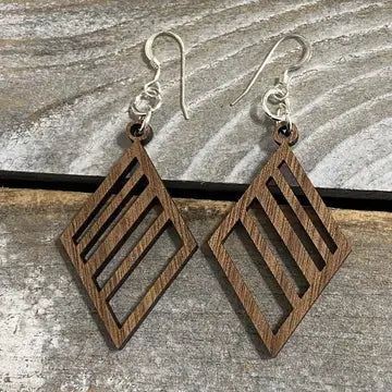 Boucles d'oreilles en bois de noyer