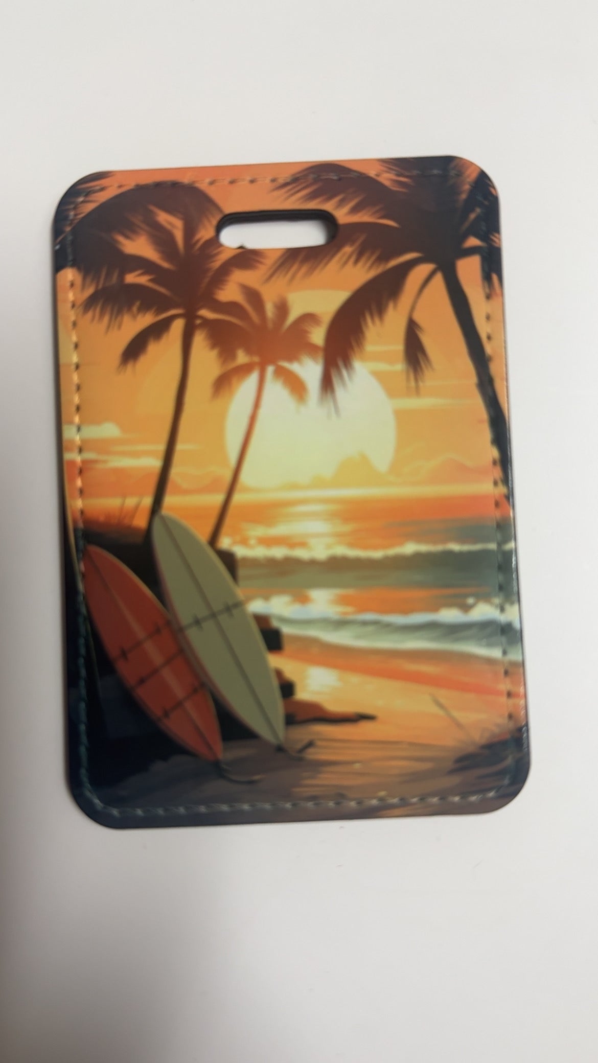 🌴 Étiquette à bagage – Coucher de soleil tropical ☀️