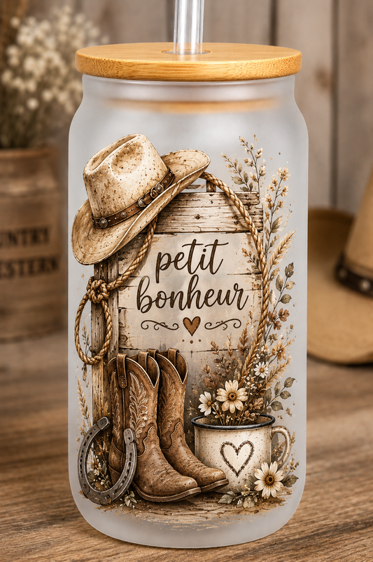 Verre Petit bonheur 17 | Country avec couvert en bambou