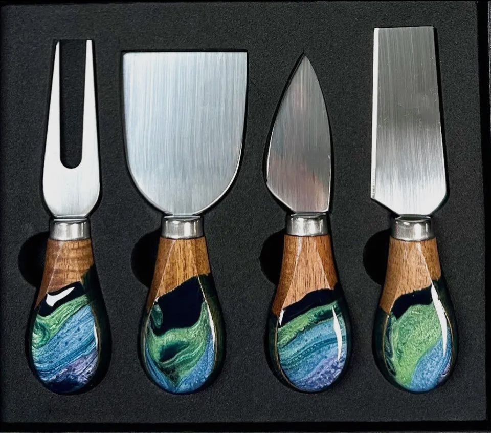 Ensemble de couteaux, en résine aurore boréale