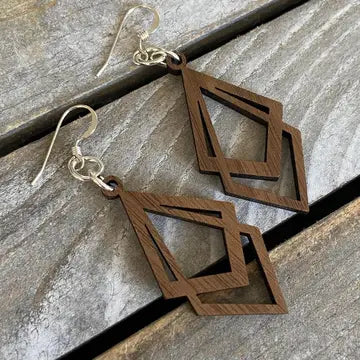Boucles d'oreilles en bois de noyer