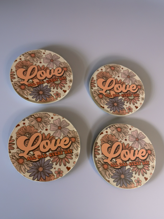 Ensemble de 4 Sous-verres en céramique  | Love all Day