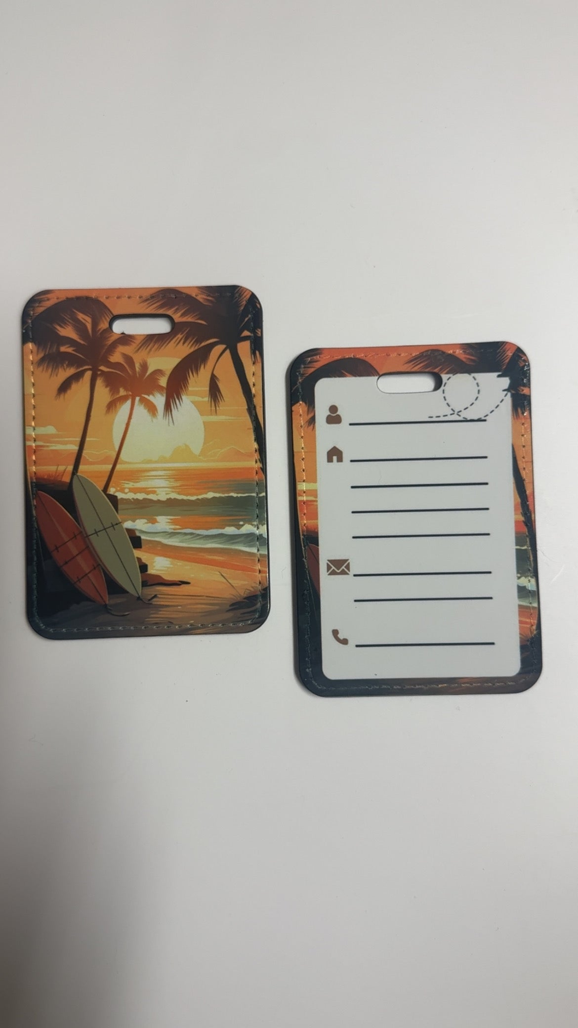 🌴 Étiquette à bagage – Coucher de soleil tropical ☀️