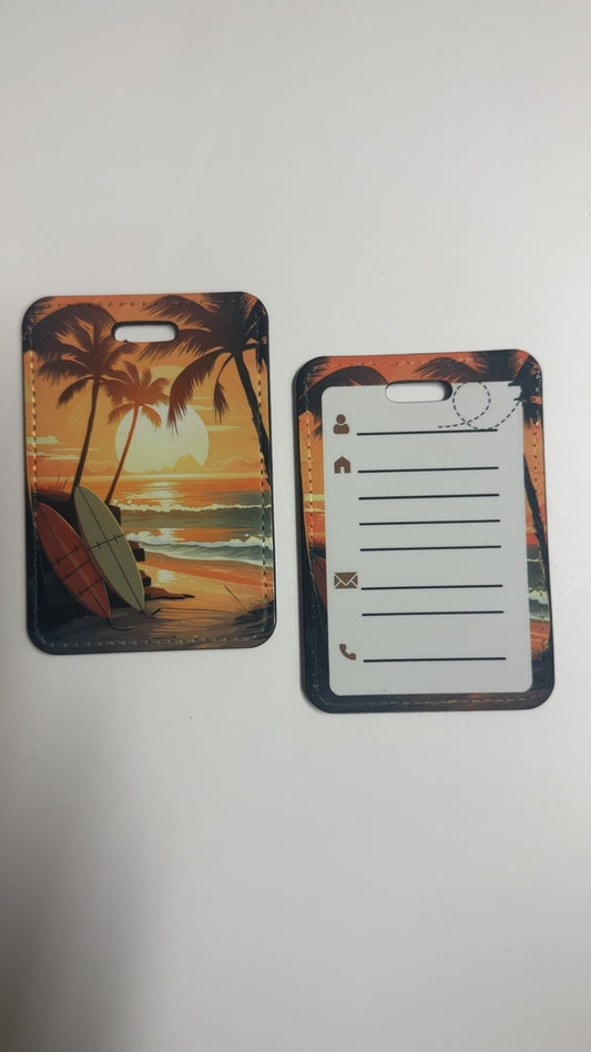 🌴 Étiquette à bagage – Coucher de soleil tropical ☀️