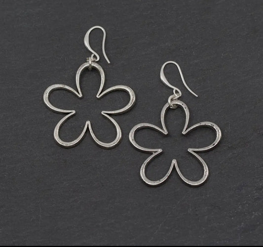 Boucles d’oreilles à fleurs en plaqué d’argent