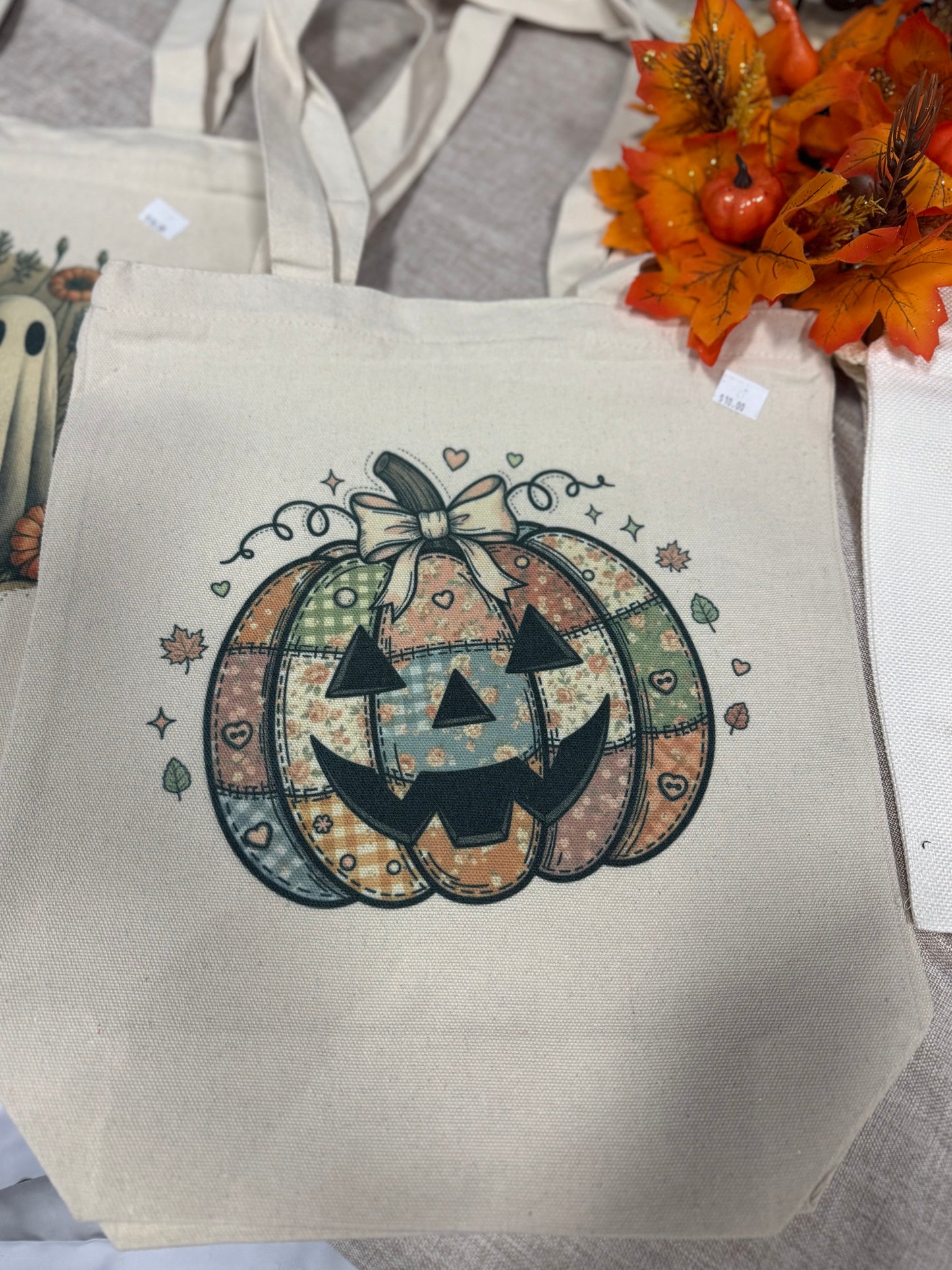 Grand sac réutilisable avec fermeture éclair |Halloween citrouille