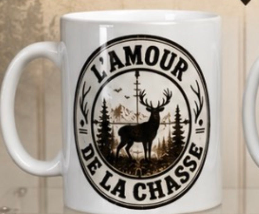 Tasse 15 oz – L’amour de la chasse