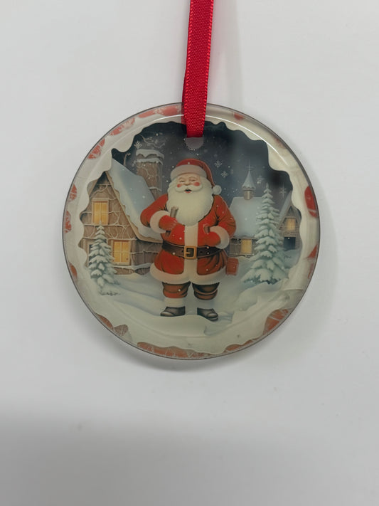 Boule de Noël en verre| Père Noël décor hivernal