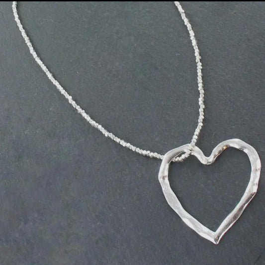 Collier cœur argenté