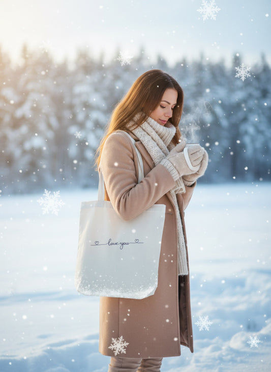 Grand sac réutilisable avec fermeture éclair |Love You