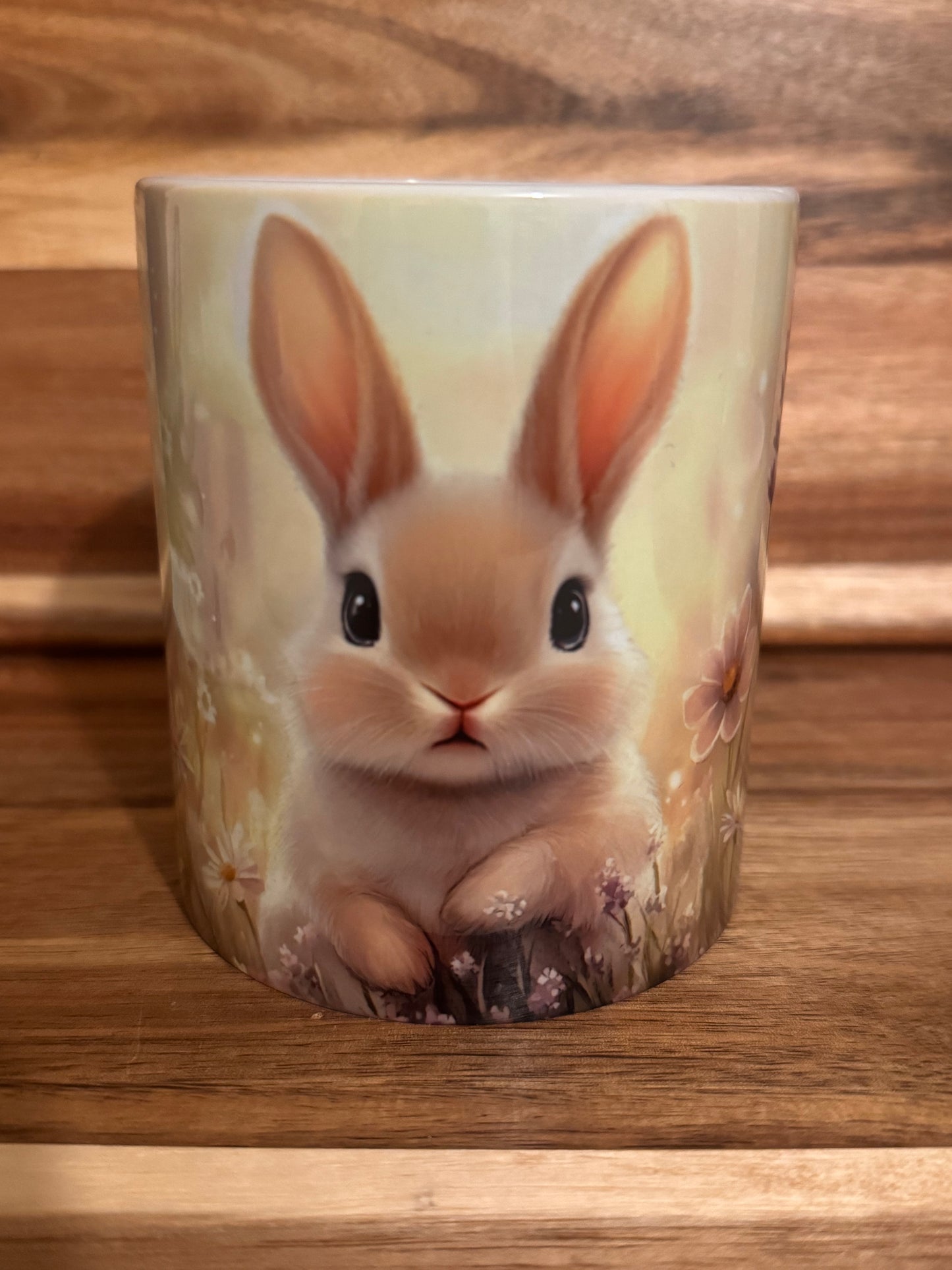 Tasse en céramique 12 oz.| Lapin des fleurs