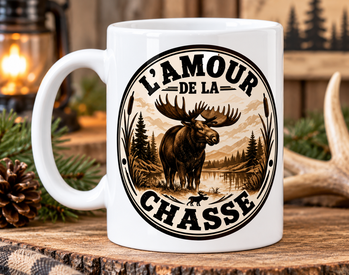 Tasse 15 oz – L’amour de la chasse