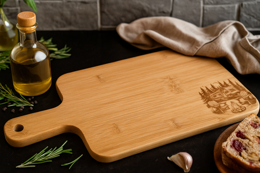 Planche de service ou de découpe gravée | Camping