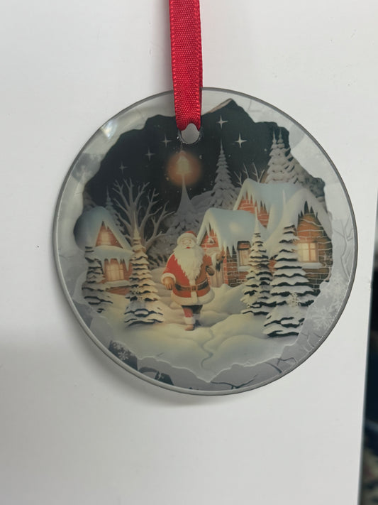 Boule de Noël en verre | Père Noël dans le village