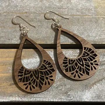Boucles d'oreilles en bois de noyer